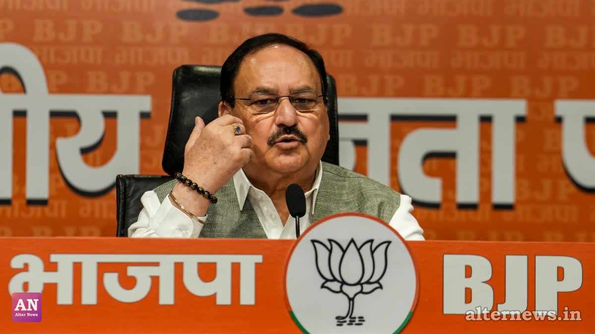 Union Health Minister J.P. Nadda addresses reporters during a press conference at BJP headquarters in New Delhi on Wednesday. (Photo: PTI)