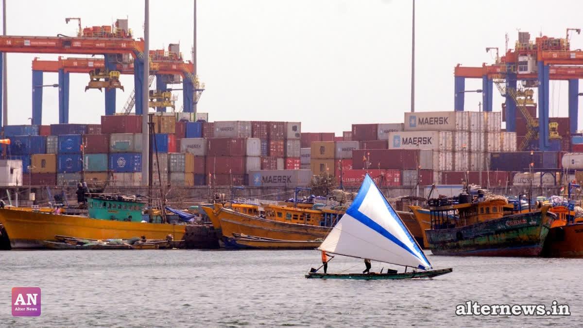 A large number of shipping containers are seen stacked at the Visakha Container Terminal in Visakhapatnam Port amid delays and disruptions in maritime traffic, in Visakhapatnam, Friday, March 13, 2026. (IANS)