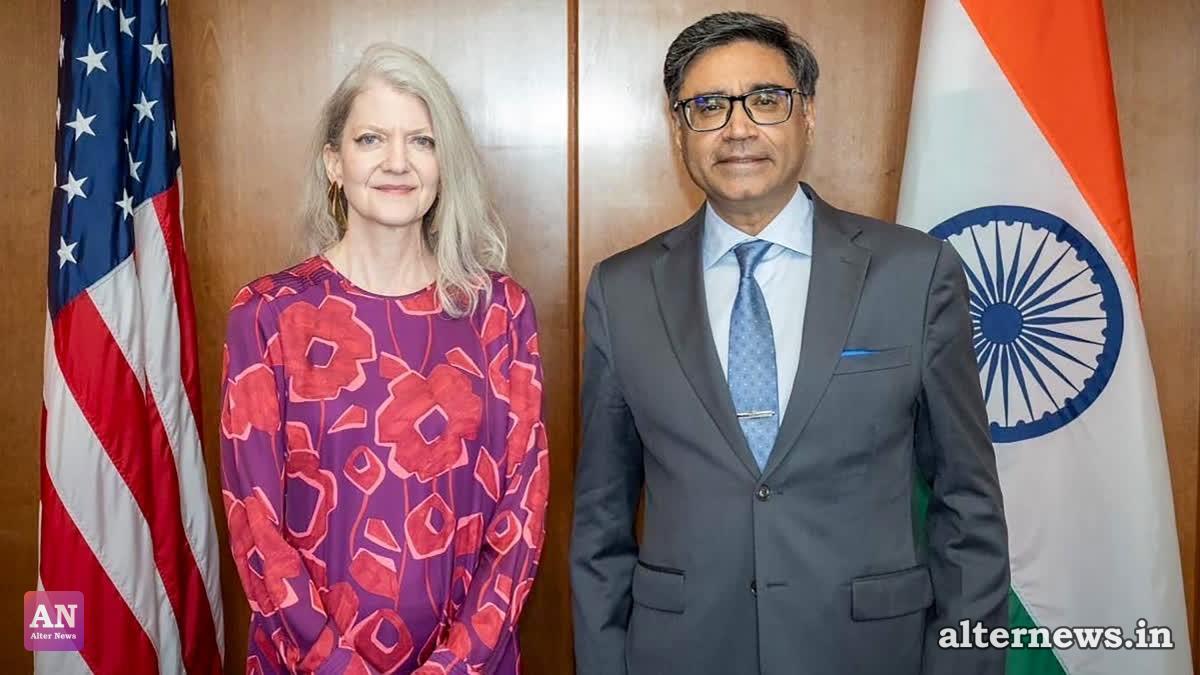 Foreign Secretary Vikram Misri with US Under Secretary of State Allison M. Hooker in New Delhi on Tuesday, August 25, 2026. (X@MEAIndia)