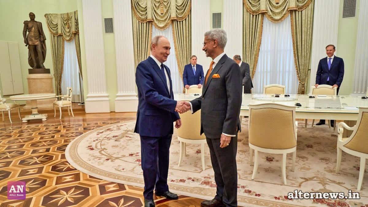 External Affairs Minister S Jaishankar calls on Russian President Vladimir Putin, in Moscow on Monday. (X@DrSJaishankar)