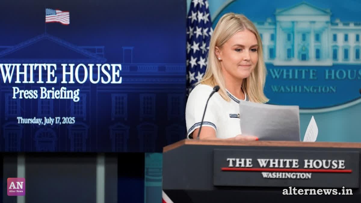 White House press secretary Karoline Leavitt arrives to speak with reporters in the James Brady Press Briefing Room at the White House, Thursday, July 17, 2025, in Washington. (AP)