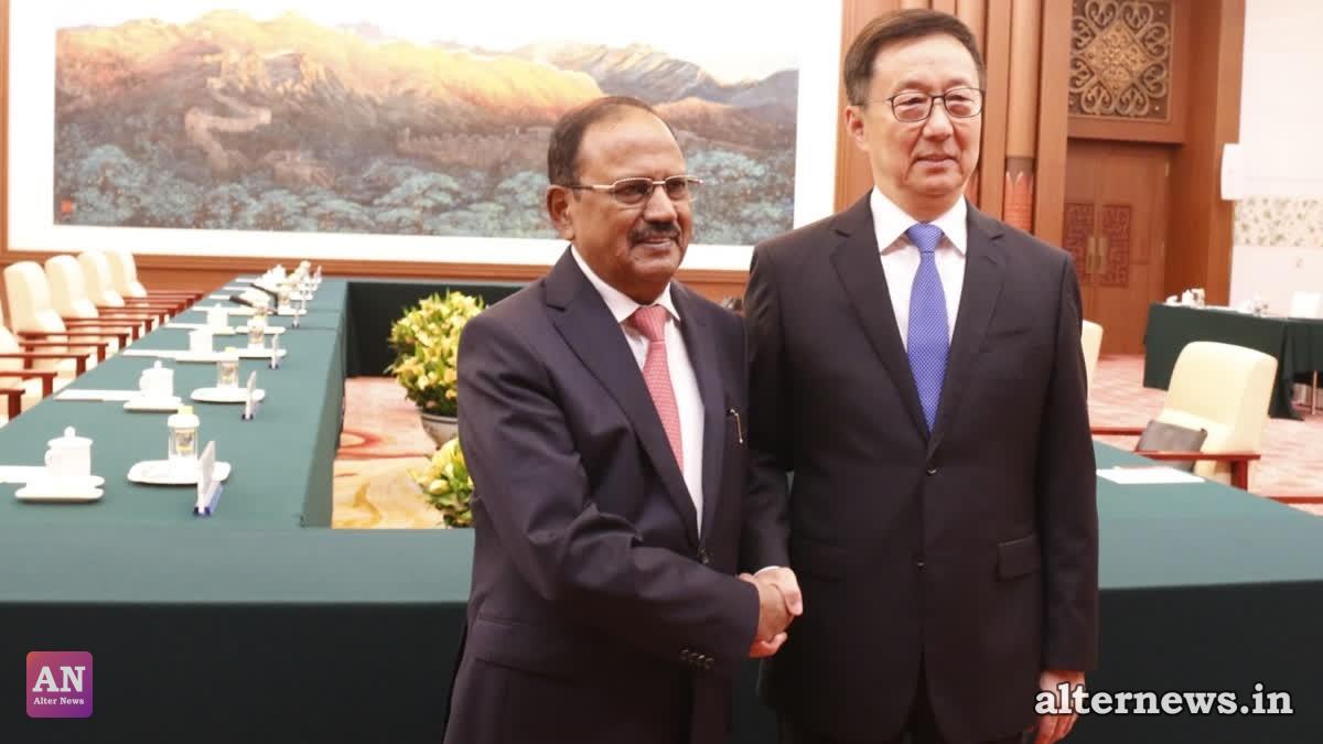 National Security Advisor Ajit Doval met Chinese Vice President Han Zheng in Beijing on August 25, 2026. (X@EOIBeijing)