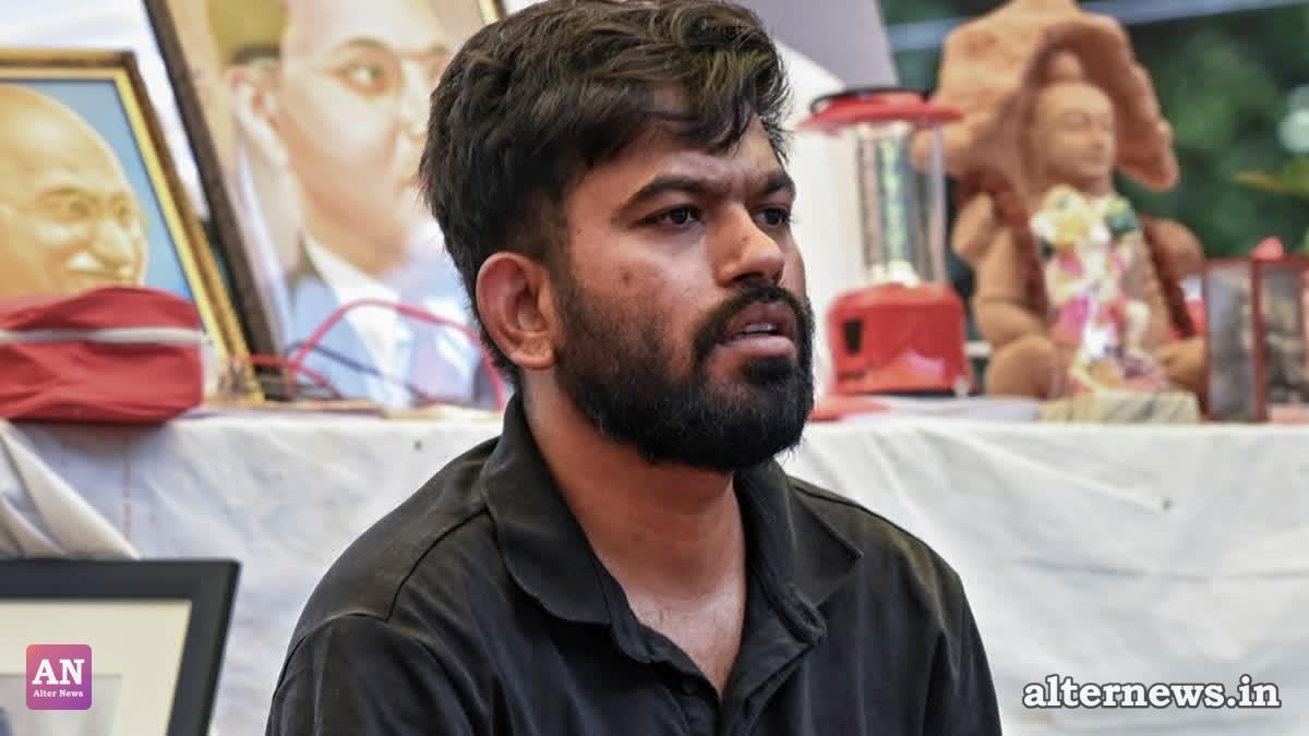 Cockroach Janta Party founder (CJP) Abhijeet Dipke during a protest demanding the resignation of Union Education Minister Dharmendra Pradhan over alleged irregularities in the NEET examination, in New Delhi, Wednesday, July 22, 2026 (PTI)