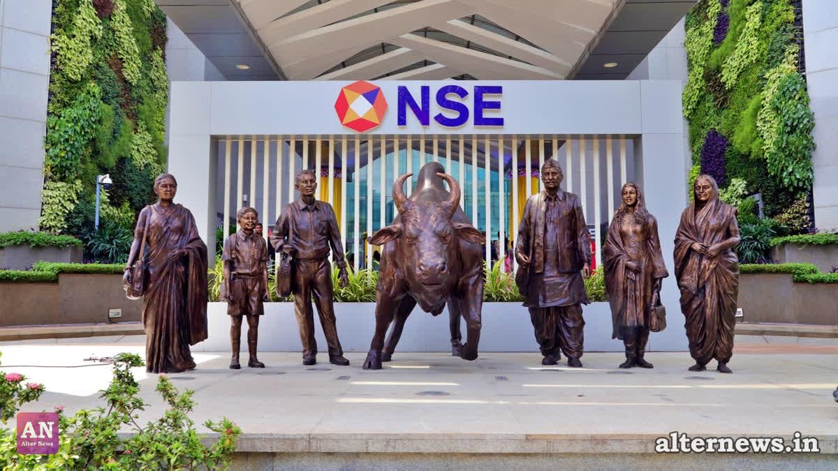 FILE - A view of the National Stock Exchange Bull facade at NSE headquarters. (ANI)