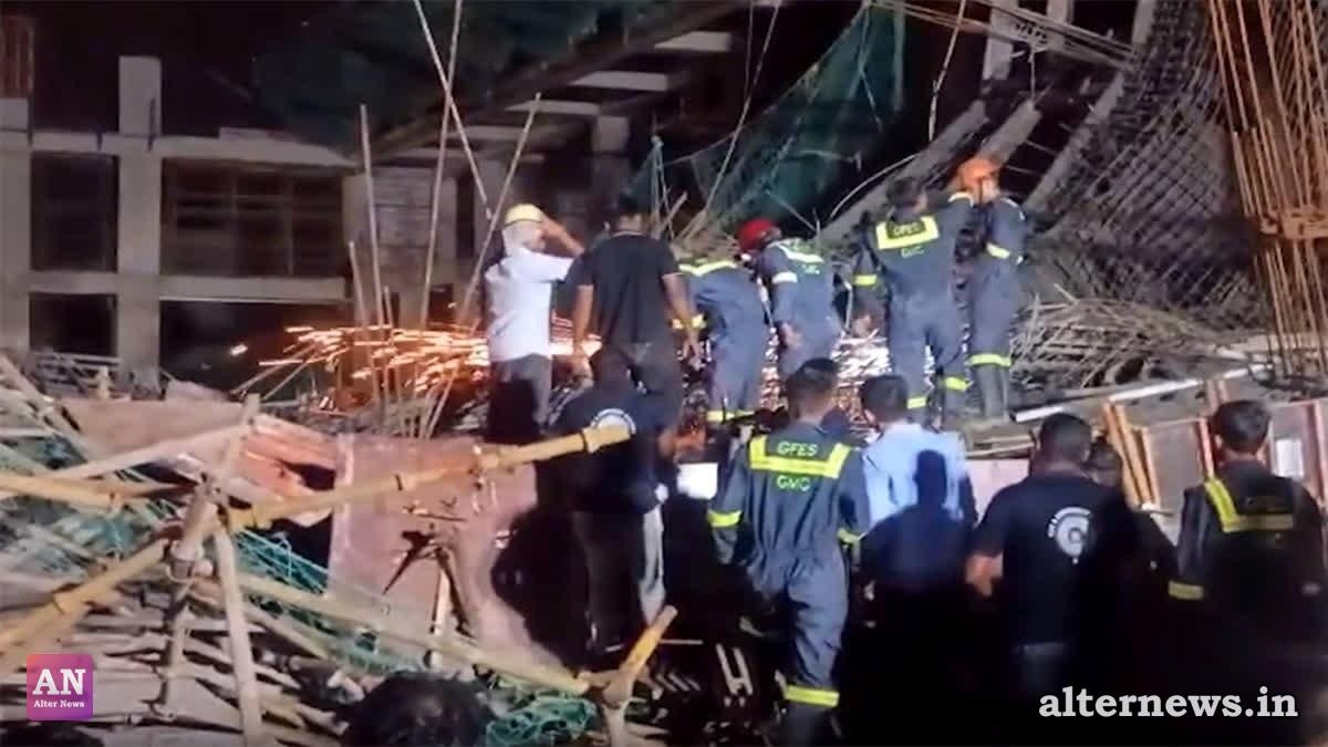 Gandhinagar Site Collapse: NDRF and SDRF Pull 15 Workers Alive; 12 Admitted to Hospital